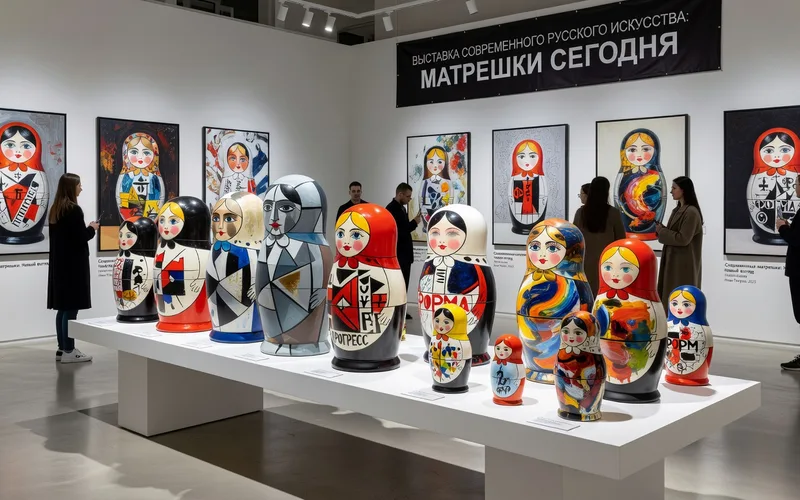 Matriochkas de l'epoque sovietique avec themes ideologiques et patriotiques